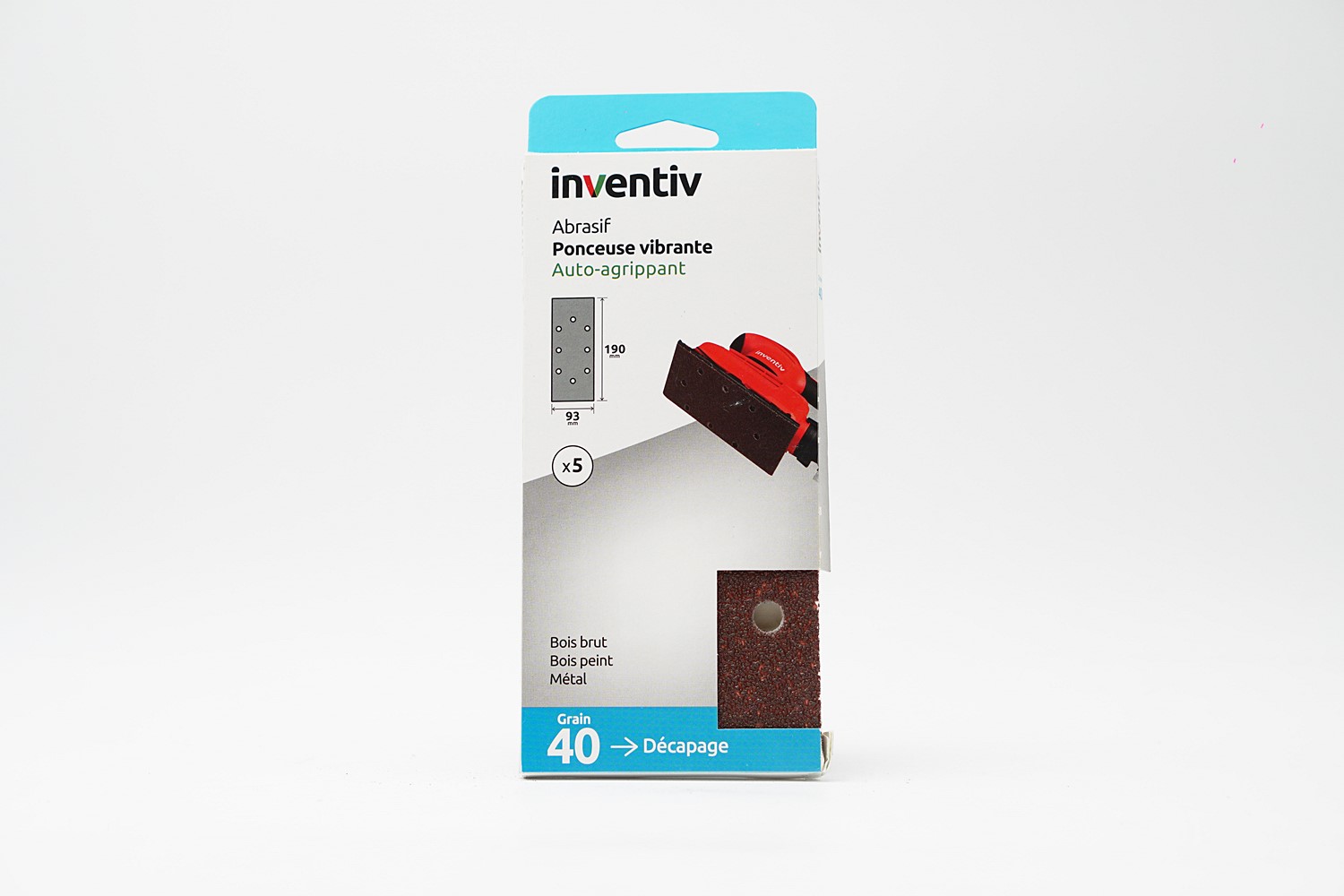 5 Patins trous ovales 93x190mm Grain 40 - INVENTIV